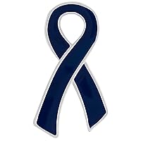 Dark Blue Ribbon Pin - Symbol of Support for Colon Cancer, Child Abuse, Rectal Cancer, Crohn’s Disease, Awareness & Advocacy Gift