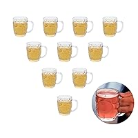 Mini Plastic Beer Mugs, 8oz Clear Dimple Stein Beer Mug Suitable for Children/Kids, Dishwasher-Safe, BPA Free (10 Pcs)