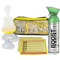 LifeVac Yellow Travel Kit Choking Rescue Device, Portable Suction Airway First Aid Kit with Boost Oxygen 95% Pure Pocket Sized Oxygen for Endurance, Performance, and Recovery (10 Liter, 1 Pack)