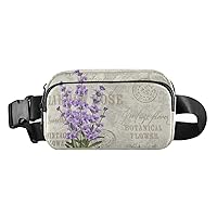Purple Lavender Flowers Belt Bag for Women Men Water Proof Waist Bag with Adjustable Shoulder Tear Resistant Fashion Waist Packs for Hiking