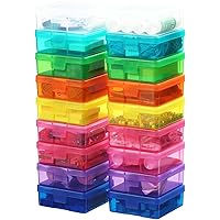 18 Pack Color Small Plastic Storage Containers with Lids, Craft Jewelry Life Item Organizer for Puzzles, Pens, Rings, Needle and Thread, Nail Polish