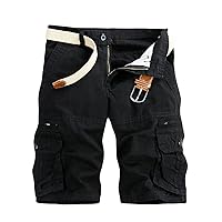 Mens Cargo Shorts Classic Fit Twill Hiking Shorts Outdoor Multi-Pocket Walking Short Solid Work Safety Short Pants