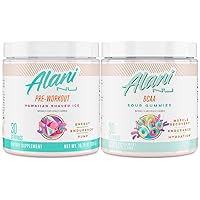 Hawaiian Shaved Ice Pre Workout and BCAA Sour Gummies Post Workout Powder Bundle | L-Theanine, Beta-Alanine, Citrulline | Branch Chain Essential Amino Acids | 30 Servings per Container