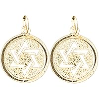 Star of David Earrings | 14K Yellow Gold Star of David Lever Back Earrings - Made in USA