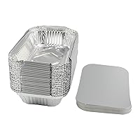 Othmro 33Pcs 400ml Aluminum Foil Pans Recyclable Takeout Pans Aluminum Foil Food Containers Rectangle Pans Disposable Cookware with Lids for Cooking Baking Heating Storing Food Prepping 6.9x4.4x1.3in