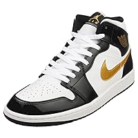 Nike Mens Jordan 1 Mid Black Gold Patent Leather (11.5 M US)