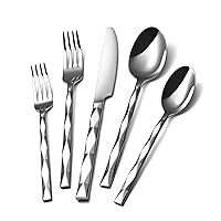 Silverware Set, Luxury 40 Piece Flatware Set for 8, 18/10 Stainless Steel Cutlery Set with Diamond Cut Pattern for Kitchen, Home, Wedding, Party, Mirror Polished and Dishwasher Safe