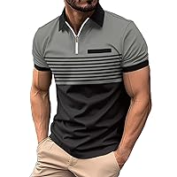 Polo Slim Fit Shirts for Men Dot Print Golf Casual Short Sleeve Tee Shirt Moisture Wicking Performance Fashion Basic T-Shirt