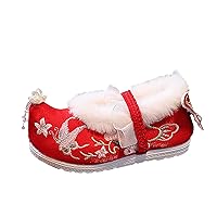 Children Embroidered Shoes Hanfu Shoes Winter Shoes Plush Thickened Cotton Shoes Girls Dance Toddler Size 8 Boots