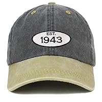 Trendy Apparel Shop Established 1944 Embroidered 80th Birthday Gift Pigment Dyed Washed Cotton Cap