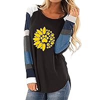 Going Out Tops for Women with Sleeves Women Fashion Tops Long Sleeve O-Neck T-Shirts Printing Loose Blouse Shi