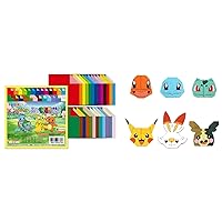 Pikachu 50 Colors Double Sided 100 Sheets Standard Origami Paper and 24 Sheets Origami Paper Kit, 6 x 6 in