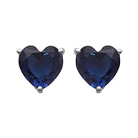 925 Sterling Silver Blue Sapphire Hydro Stone Valentine's Heart Earring