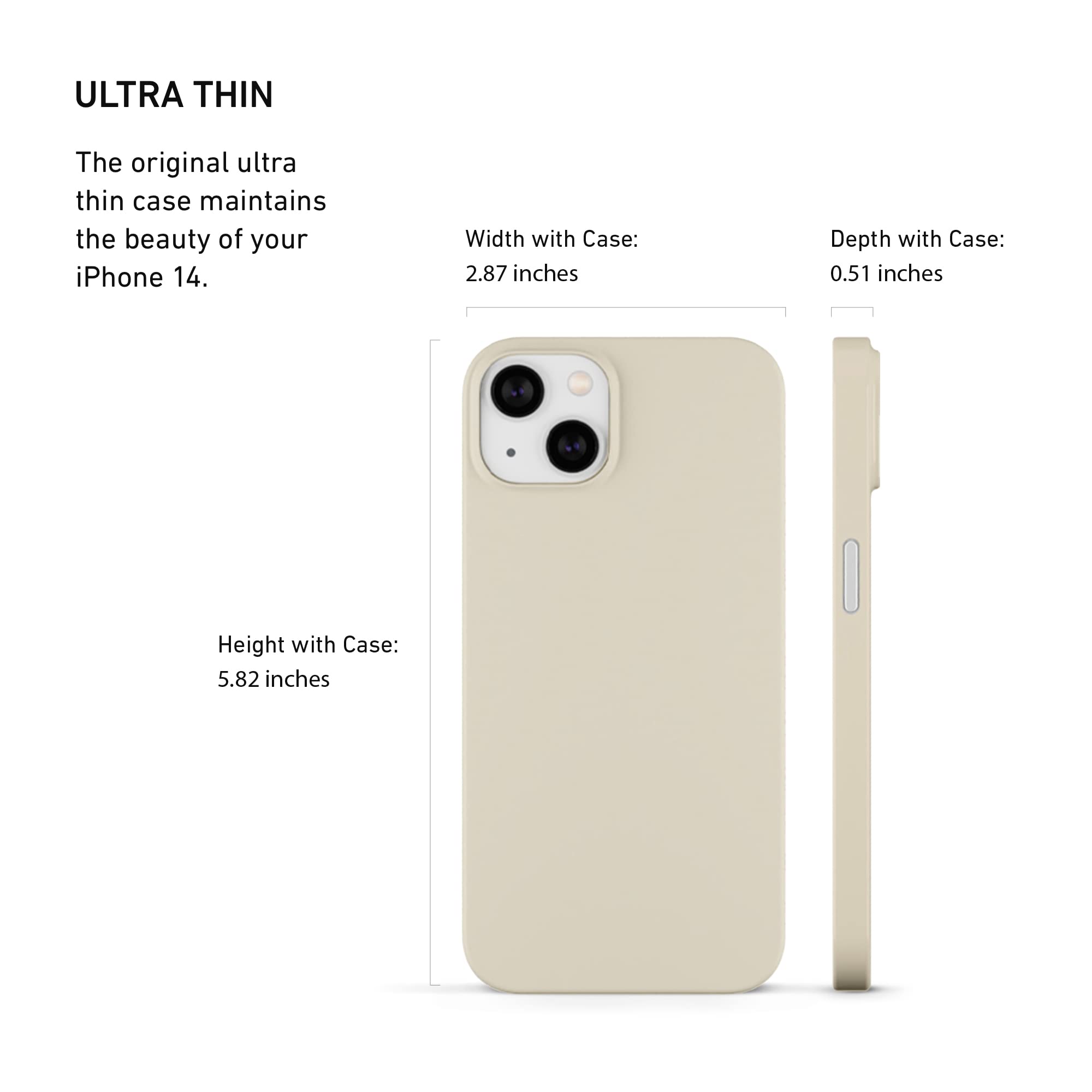 PEEL Ultra Thin iPhone 14 Case, Bone - Minimalist Design | Branding Free | Protects and Showcases Your Apple iPhone 14