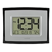 La Crosse Technology WT-8002U Digital Wall Clock, Silver, Black