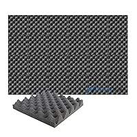 Arrowzoom New 24 Pack of (9.8 in X 9.8 in X 1.1 in) Convoluted Foam Soundproofing Insulation Egg Crate Acoustic Wall Padding Studio Foam Tiles (Black)