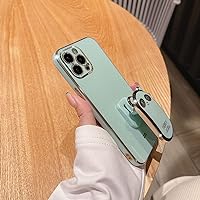 Cute Cartoon Holder Phone Case for iPhone 13 Pro Max XS XR X 12 11 7 8 Plus TPU platingSoft Cover Camera Protection,Light Green,for iPhone 8