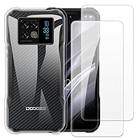 Case Cover Compatible with Doogee V20 Pro + [2 Pack] Screen Protector Tempered Glass Film - Soft Flexible TPU Silicone for Doogee V20 Pro (6.43 inches) (Transparent)