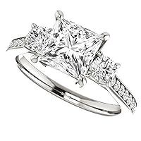 1 CT Princess Cut Colorless Moissanite Wedding Ring, Bridal Ring Set, Engagement Ring, Solid Gold Sterling Silver, Anniversary Ring, Promise Rings, Perfect for Gifts or As You Want Classic Rings