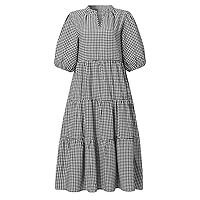 Autumn Long Sleeved Women's Plaid Standing Collar Shirt Dress Casual Dress