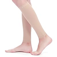 Calf Compression Sleeve Women, 2 Pairs 15-20mmHg Calf Support Footless Compression Socks Stockings for Shin Splints, Varicose Veins, Recovery (Nude/Skin, Medium)