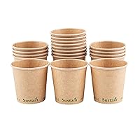 Restaurantware Sustain 4 Ounce Hot Cups 50 Single Wall Coffee Cups - Lids Sold Separately Leakproof PLA Coating Compostable Kraft Paper Cups Tolerates Up To 212F For Hot Or Cold Beverages
