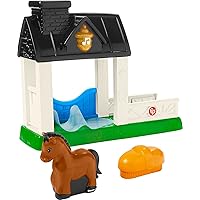 Fisher-Price Little People Toddler Playset Stable with Horse Figure Plus Light and Sounds for Pretend Play Ages 1+ Years