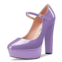 Castamere Women Chunky Block High Platform Heel Round Toe Ankle Strap Mary Jane Buckle Wedding Dress Shoes