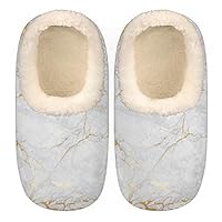 White Marble Women's Slippers, Marble Soft Cozy Plush Lined House Slipper Shoes Indoor Non-Slip Slippers for Girls Boys Teenager