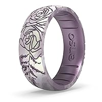Enso Rings Etched Floral Silicone Rings - Comfortable and Flexible Design - Spring Collection