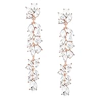 Rhinestone Long Dangle Drop Earrings Sparkly Wedding Earrings for Women Prom Crystal Teardrop Dangling Earrings