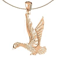 Bird Necklace | 14K Rose Gold Duck Pendant with 18