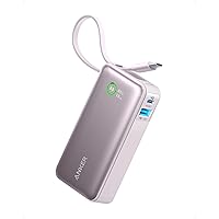 Anker Nano Power Bank, 10,000mAh Compact Portable Charger Battery Pack with Built-in USB C Cable, 30W Max Output with 1 USB-C, 1 USB-A, Compatible for iPhone 15 Series, MacBook, Galaxy, for Travel