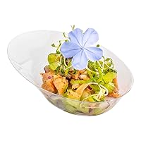 Restaurantware 4 x 2.9 x 1.3 Inch Mini Tasting Dishes 50 Disposable Mini Dessert Dishes - Oval Ellipse Design Clear Plastic Appetizer Dishes Serve Samples or Snacks For Parties or Weddings