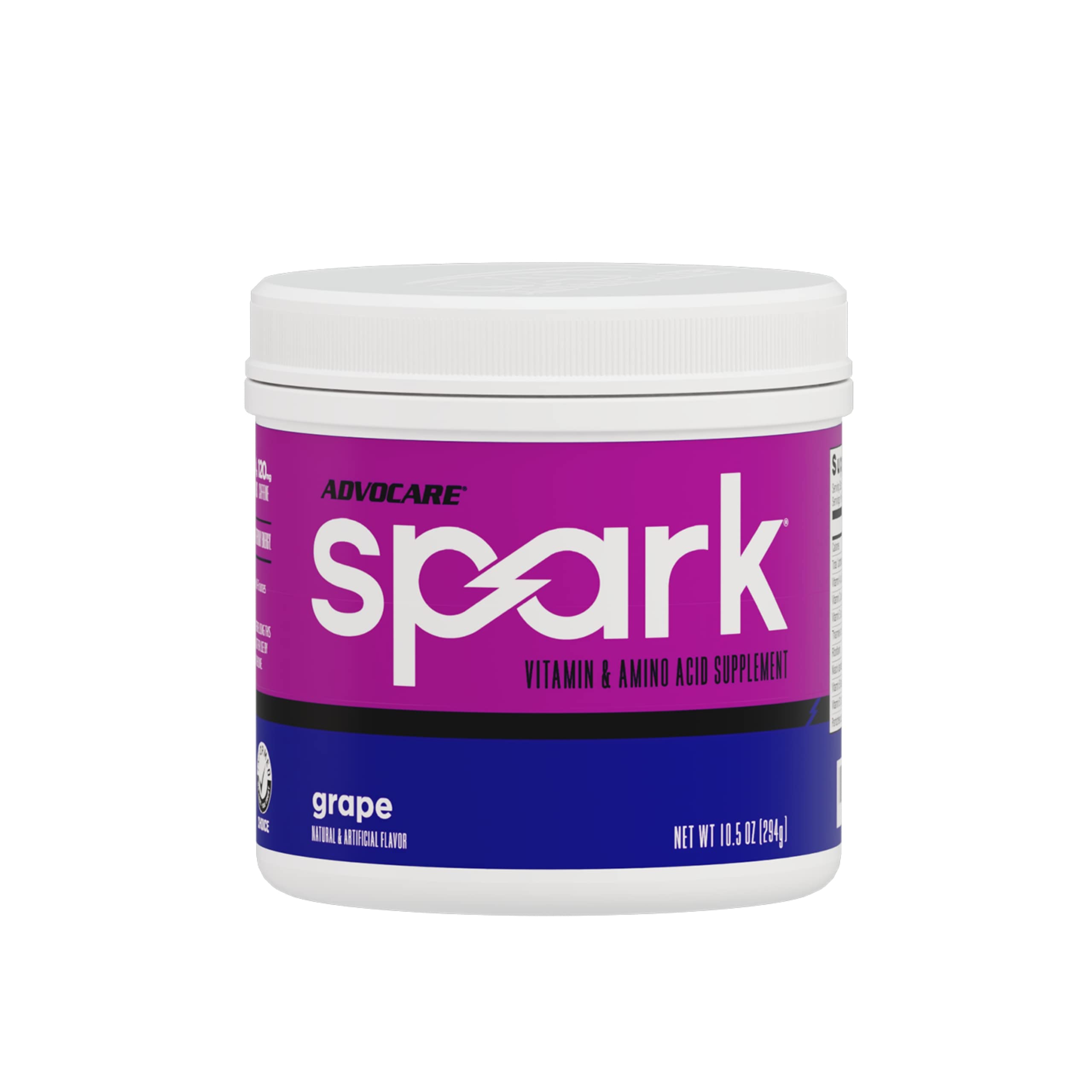 AdvoCare Spark Vitamin & Amino Acid Supplement - Focus and Energy Drink Mix - Grape - 10.5 oz