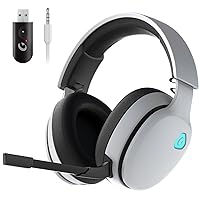 Wireless Gaming Headset 2.4GHz for PC, PS4, PS5, Mac, Nintendo Switch, Gaming Headphones Bluetooth 5.2 with Detachable Noise Canceling Mic, 3.5mm Wired Mode for Xbox Series (Grey)