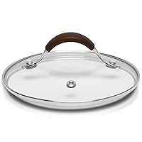 Cooking Pot Lid 1.5 Quart - See-Through Tempered Glass Lids, Stainless Steel Rim, Dishwasher Safe (Works with Models: NCCW14SBR & NCCW20SBR), Brown - NCCW14SBR1LID