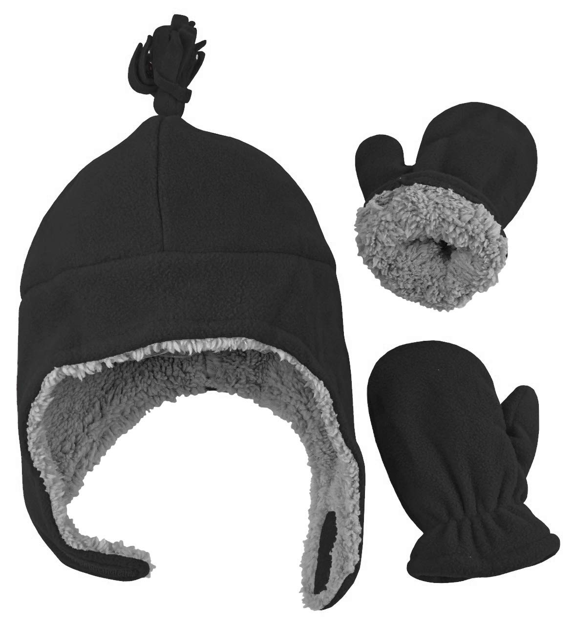 N'Ice Caps Little Kids Baby Fleece Hat Mitten Set - Sherpa Lined Boys Girls