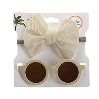 Baby Sunglasses 0-36 Months Baby Girl Sunglasses Headband Sunglasses Set Cute Polarized for Toddler Newborn Infant Elastic Photography Props (Color : White)
