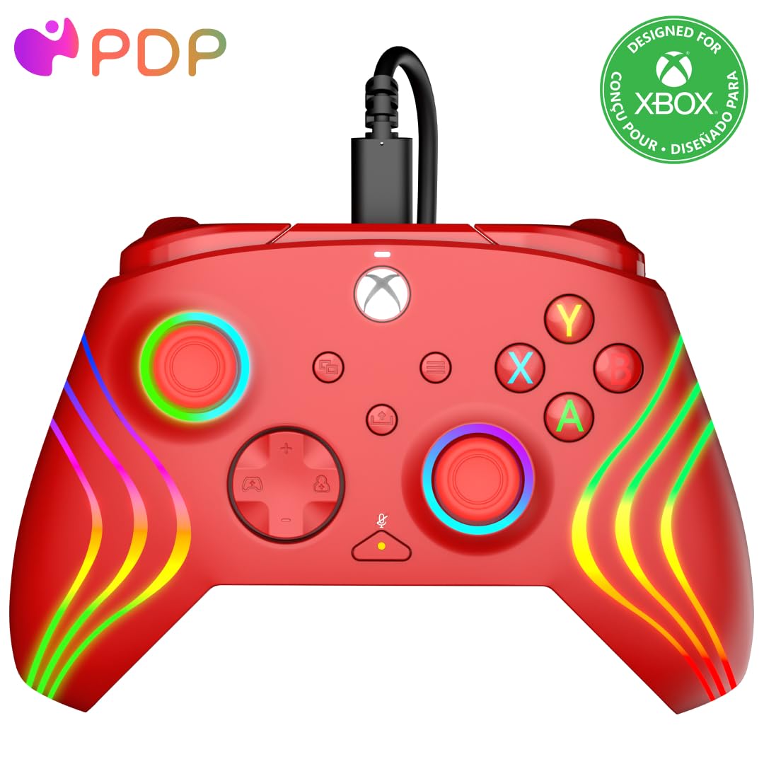 PDP Afterglow™ Wave Wired Controller: Red For Xbox Series X|S, Xbox One & Windows 10/11