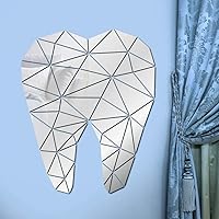 Dental Care Tooth Shaped Acrylic Mirrored Wall Stickers Dentist Clinic Stomatology 3D Wall Art Decal Orthodontics Office Decor(Silver)