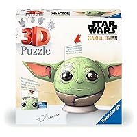 Ravensburger - 3D Ball Puzzle - Star Wars The Mandalorian Grogu - Ages 6+ - 72 Numbered Pieces to Assemble Without Glue - Stand and Finishing Accessory Included - Diameter: 13 cm - 11556