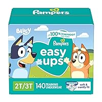Pampers Easy Ups Boys & Girls Potty Training Pants - Size 2T-3T, One Month Supply (140 Count), Training Underwear (Packaging May Vary)