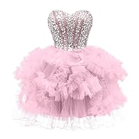Glitter Short Prom Dress Tulle Sequin Homecoming Dresses Sparkly Princess Party Prom Dresses Evening Gown