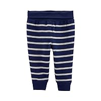 Carter's Baby Boys'Striped Pull-On Fleece-Lined Pants, Navy