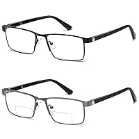 Bifocal Reading Glasses Men Blue Light Computer Readers Clear Top Designer Metal Frame Fashion Spring Hinge Eyeglasses