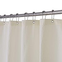 Barossa Design Extra Long Fabric Waffle Weave Shower Curtain 84 inch Height, Hotel Luxury Spa, Water Repellent, 230gsm Heavy Duty, Machine Washable, Cream Pique Pattern, 71x84