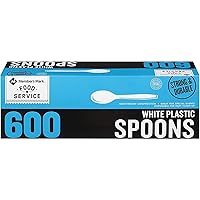 Member S Mark White Plastic Spoons (600 Ct.) Wholesale, Cheap, Discount, Bulk (1 - Pack), 900240