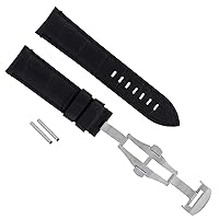 Ewatchparts 22MM LEATHER WATCH BAND STRAP DEPLOYMENT CLASP COMPATIBLE WITH MONTBLANC TIMEWALKER BLACK