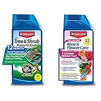 BioAdvanced 12 Month Tree and Shrub Protect and Feed II, Concentrate, 32 oz with BioAdvanced All-in-One Rose and Flower Care, Concentrate, 32 oz